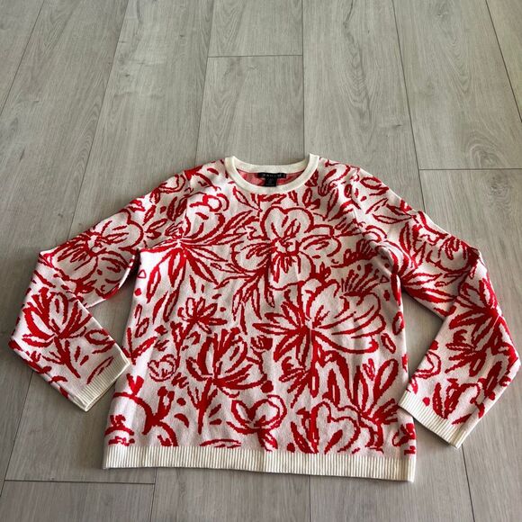 Tahari women's red floral sweater size L - Picture 1 of 7